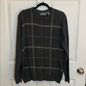 Oscar de la Renta Charcoal Plaid Crewneck Sweater Men’s Large